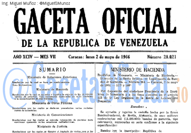 Gaceta Oficial 28021 del 2 Mayo 1966