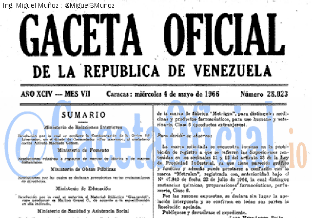 Gaceta Oficial 28023 del 4 Mayo 1966