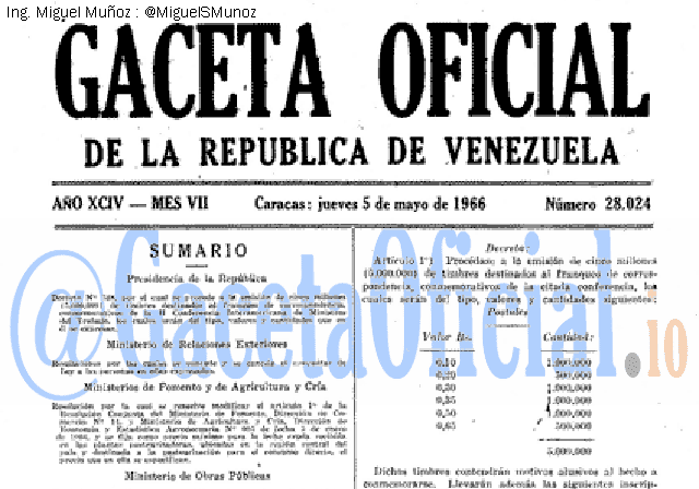 Gaceta Oficial 28024 del 5 Mayo 1966