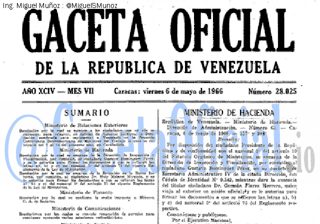 Gaceta Oficial 28025 del 6 Mayo 1966