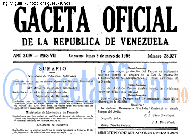 Gaceta Oficial 28027 del 9 Mayo 1966