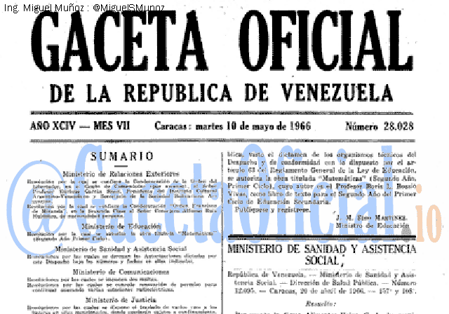 Gaceta Oficial 28028 del 10 Mayo 1966