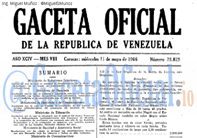 Gaceta Oficial 28029 del 11 Mayo 1966