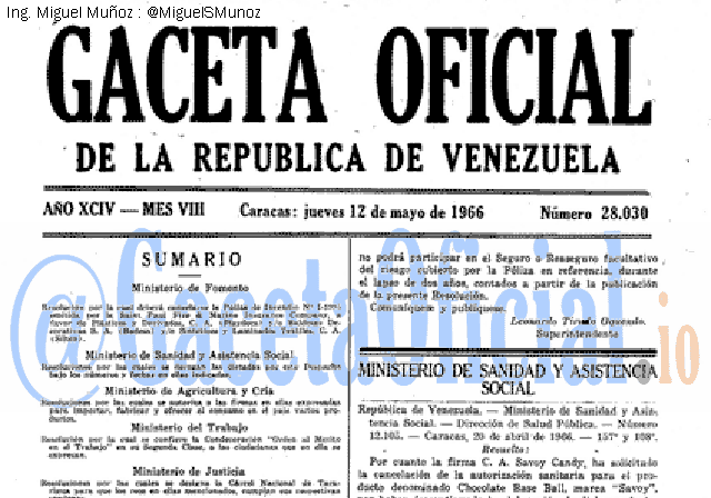 Gaceta Oficial 28030 del 12 Mayo 1966