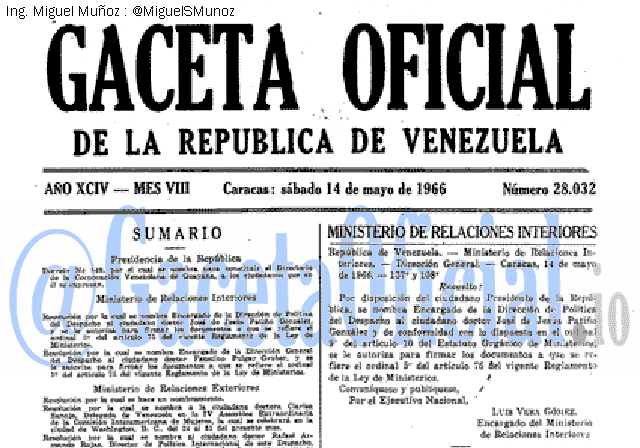 Gaceta Oficial 28032 del 14 Mayo 1966