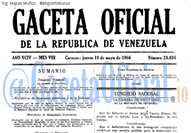 Gaceta Oficial 28036 del 19 Mayo 1966