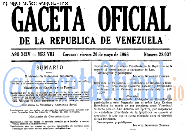 Gaceta Oficial 28037 del 20 Mayo 1966