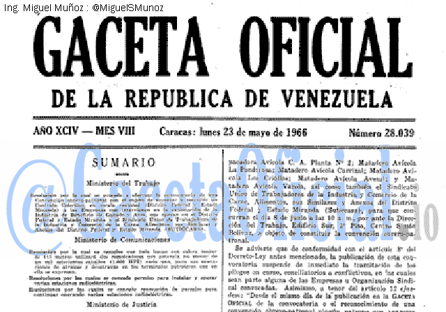 Gaceta Oficial 28039 del 23 Mayo 1966