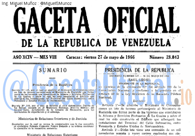 Gaceta Oficial 28043 del 27 Mayo 1966