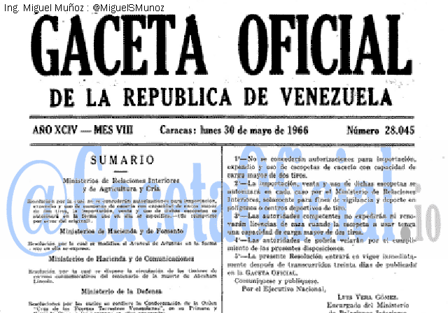 Gaceta Oficial 28045 del 30 Mayo 1966