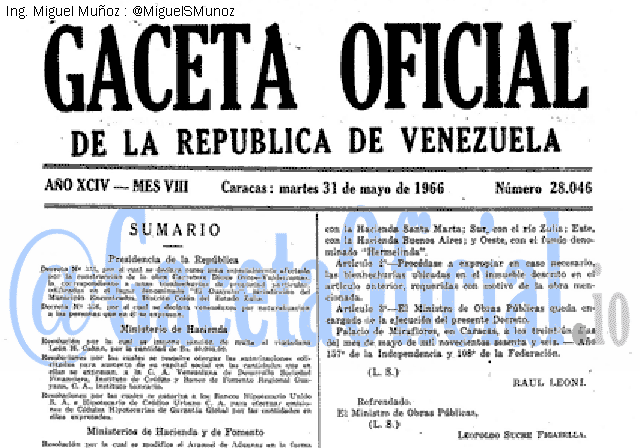 Gaceta Oficial 28046 del 31 Mayo 1966