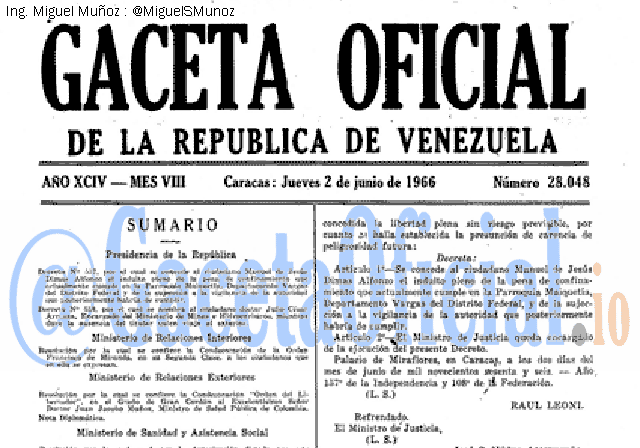 Gaceta Oficial 28048 del 2 Junio 1966