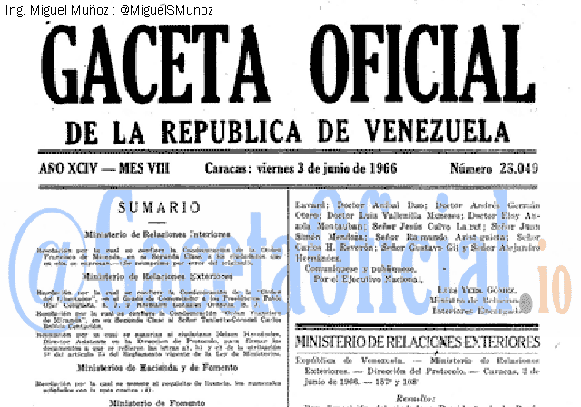 Gaceta Oficial 28049 del 3 Junio 1966