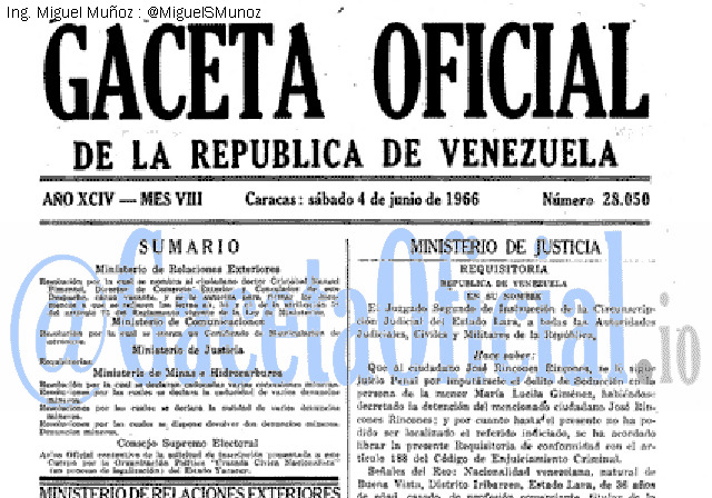 Gaceta Oficial 28050 del 4 Junio 1966
