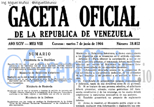 Gaceta Oficial 28052 del 7 Junio 1966
