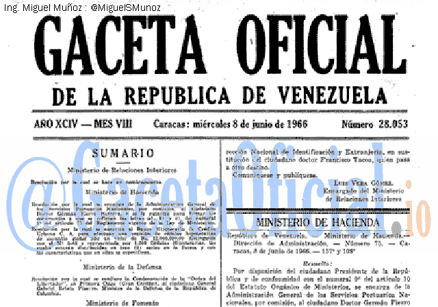 Gaceta Oficial 28053 del 8 Junio 1966