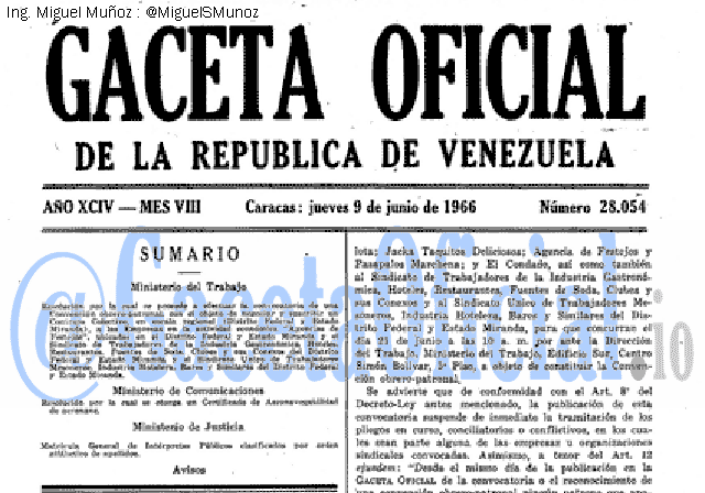 Gaceta Oficial 28054 del 9 Junio 1966