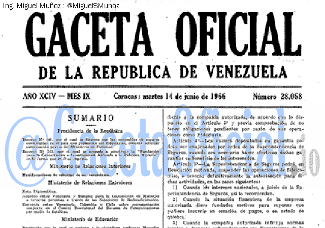 Gaceta Oficial 28058 del 14 Junio 1966