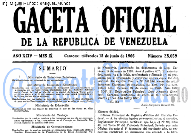 Gaceta Oficial 28059 del 15 Junio 1966