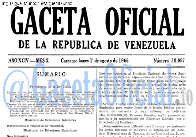 Gaceta Oficial 28097 del 1 Agosto 1966