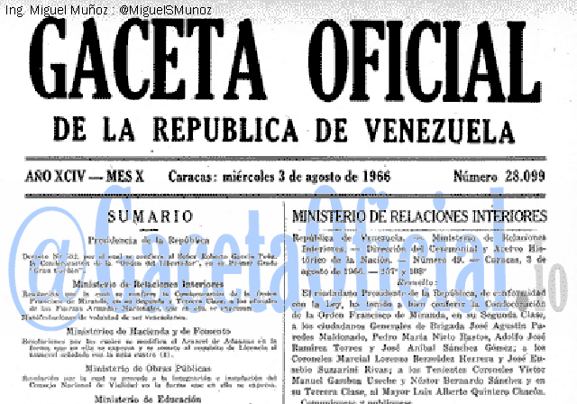Gaceta Oficial 28099 del 3 Agosto 1966