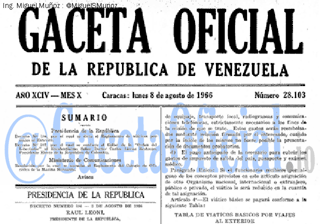 Gaceta Oficial 28103 del 8 Agosto 1966