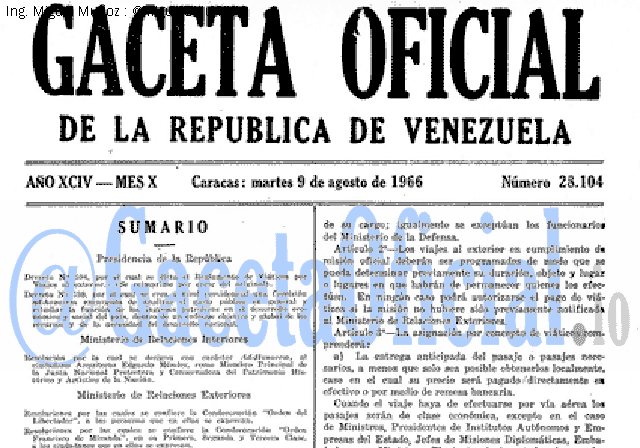 Gaceta Oficial 28104 del 9 Agosto 1966