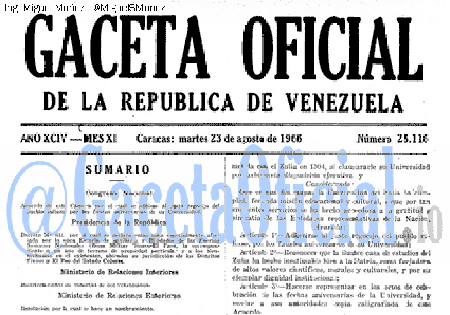 Gaceta Oficial 28116 del 23 Agosto 1966