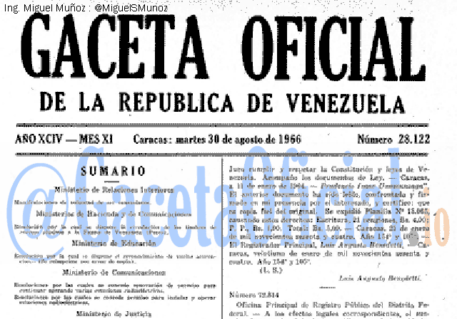 Gaceta Oficial 28122 del 30 Agosto 1966