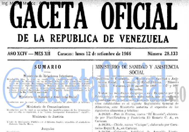 Gaceta Oficial 28133 del 12 Septiembre 1966