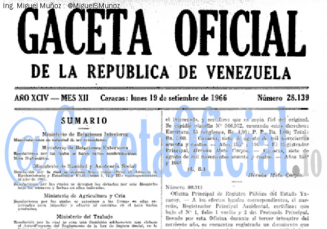 Gaceta Oficial 28139 del 19 Septiembre 1966