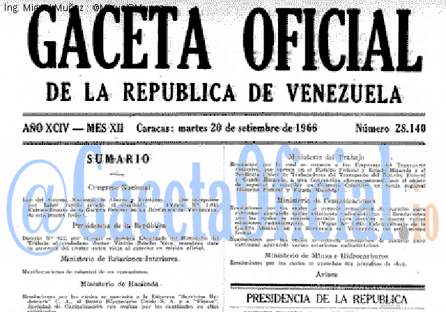 Gaceta Oficial 28140 del 20 Septiembre 1966