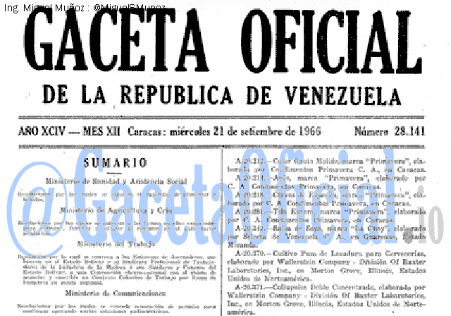 Gaceta Oficial 28141 del 21 Septiembre 1966