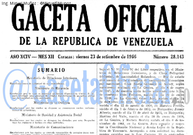 Gaceta Oficial 28143 del 23 Septiembre 1966