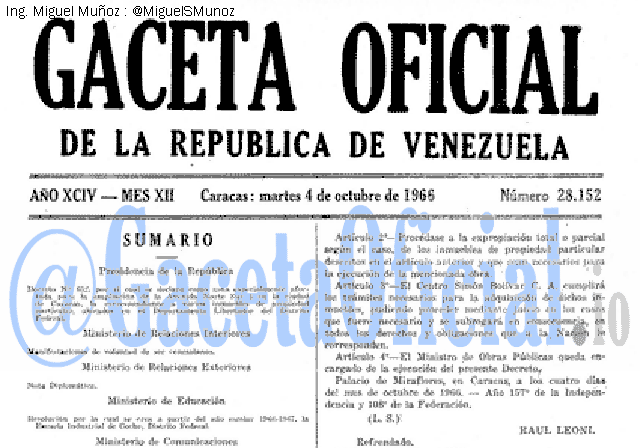 Gaceta Oficial 28152 del 4 Octubre 1966