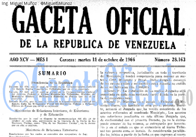 Gaceta Oficial 28163 del 18 Octubre 1966