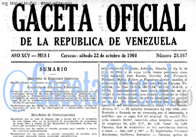 Gaceta Oficial 28167 del 22 Octubre 1966