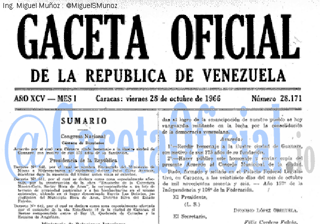 Gaceta Oficial 28171 del 28 Octubre 1966