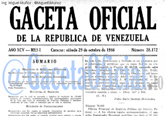 Gaceta Oficial 28172 del 29 Octubre 1966