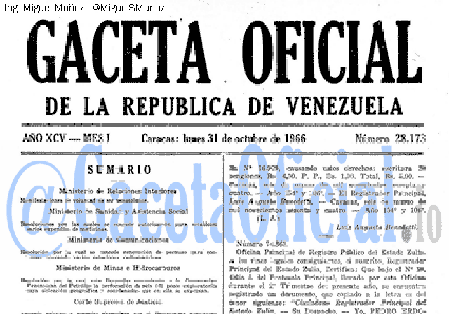 Gaceta Oficial 28173 del 31 Octubre 1966