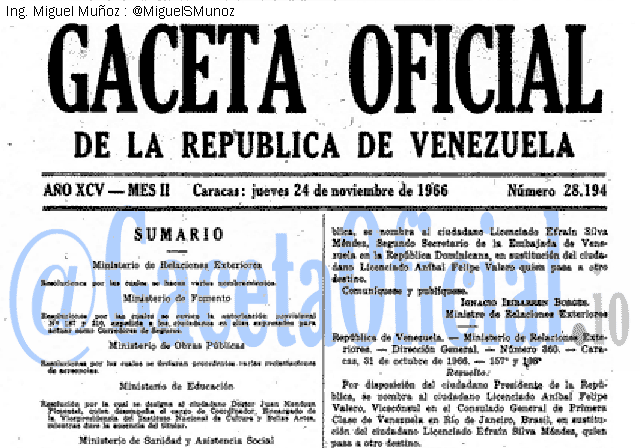 Gaceta Oficial 28194 del 24 Noviembre 1966