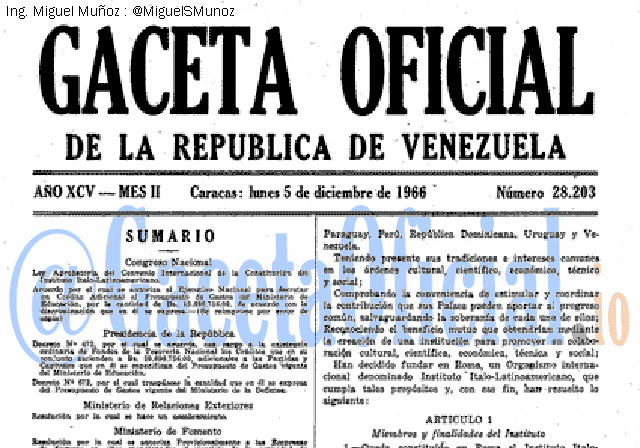 Gaceta Oficial 28203 del 5 Diciembre 1966