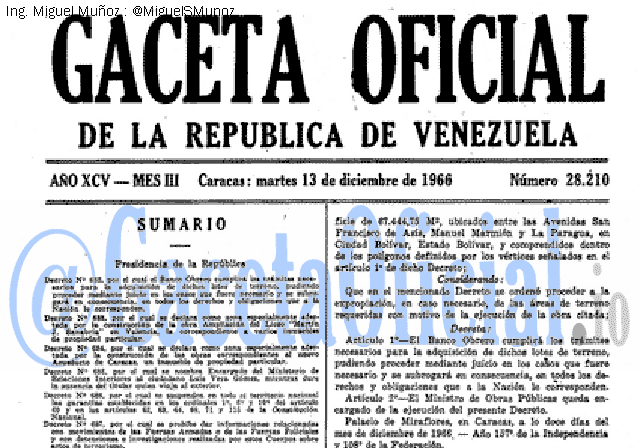 Gaceta Oficial 28210 del 13 Diciembre 1966