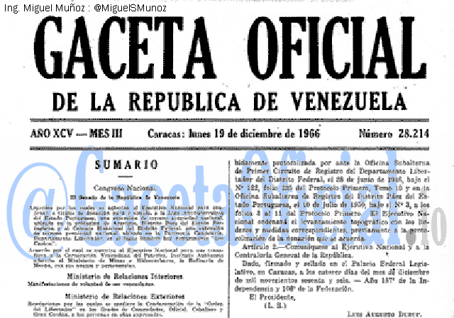 Gaceta Oficial 28214 del 19 Diciembre 1966