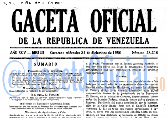 Gaceta Oficial 28216 del 21 Diciembre 1966