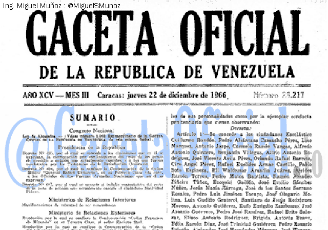 Gaceta Oficial 28217 del 22 Diciembre 1966
