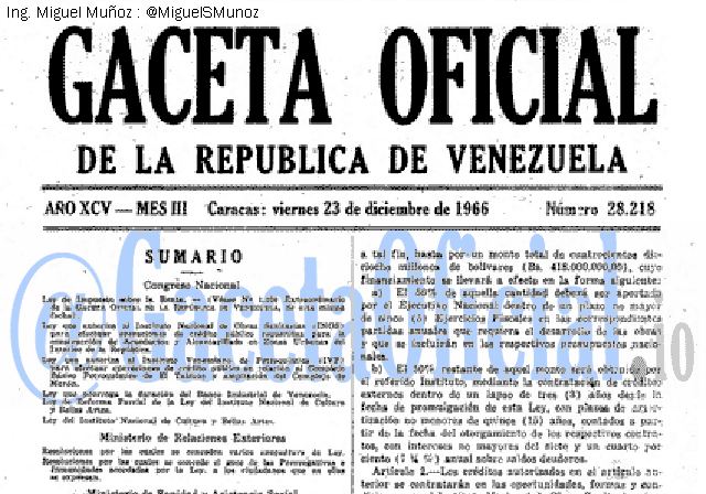 Gaceta Oficial 28218 del 23 Diciembre 1966