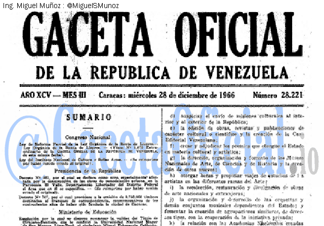 Gaceta Oficial 28221 del 28 Diciembre 1966