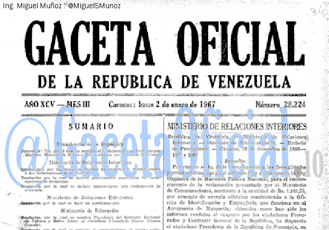 Gaceta Oficial 28224 del 2 Enero 1967