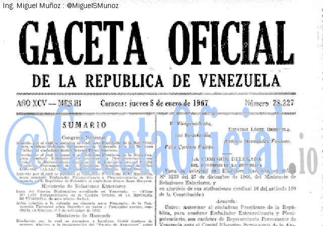 Gaceta Oficial 28227 del 5 Enero 1967